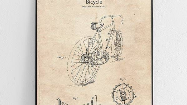 Rower – plakat patentowy, prezent dla majsterkowicza