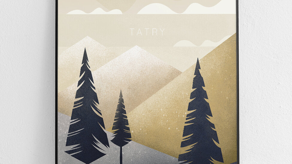Plakat Tatry — autorska ilustracja Katarzyny Nowakowskiej, prezent dla podróżnika