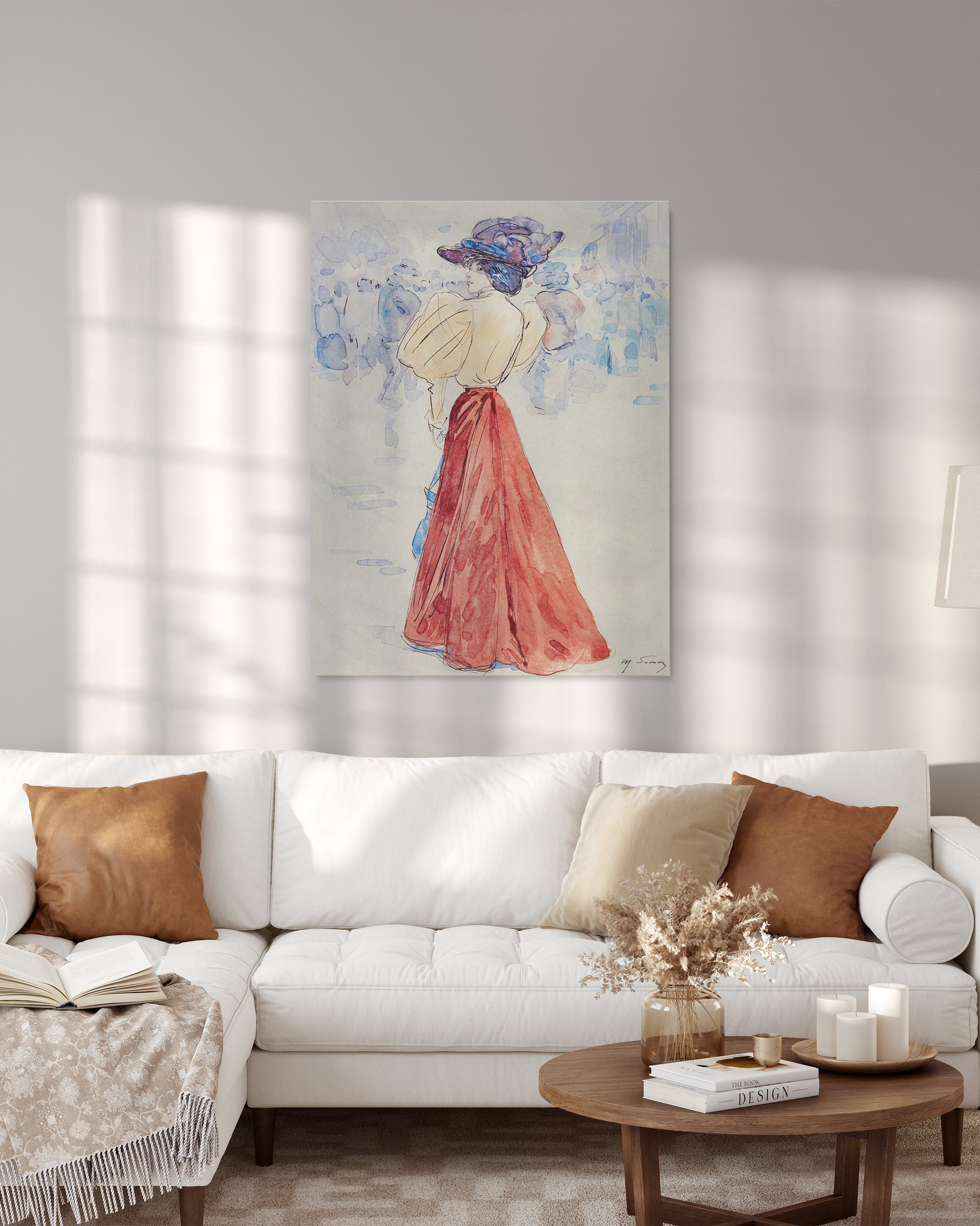 Obraz na płótnie "Elegancka z czerwoną spódnicą" - Henry Somm - Elegancka z czerwona spodnica_Canvas do salonu.jpg