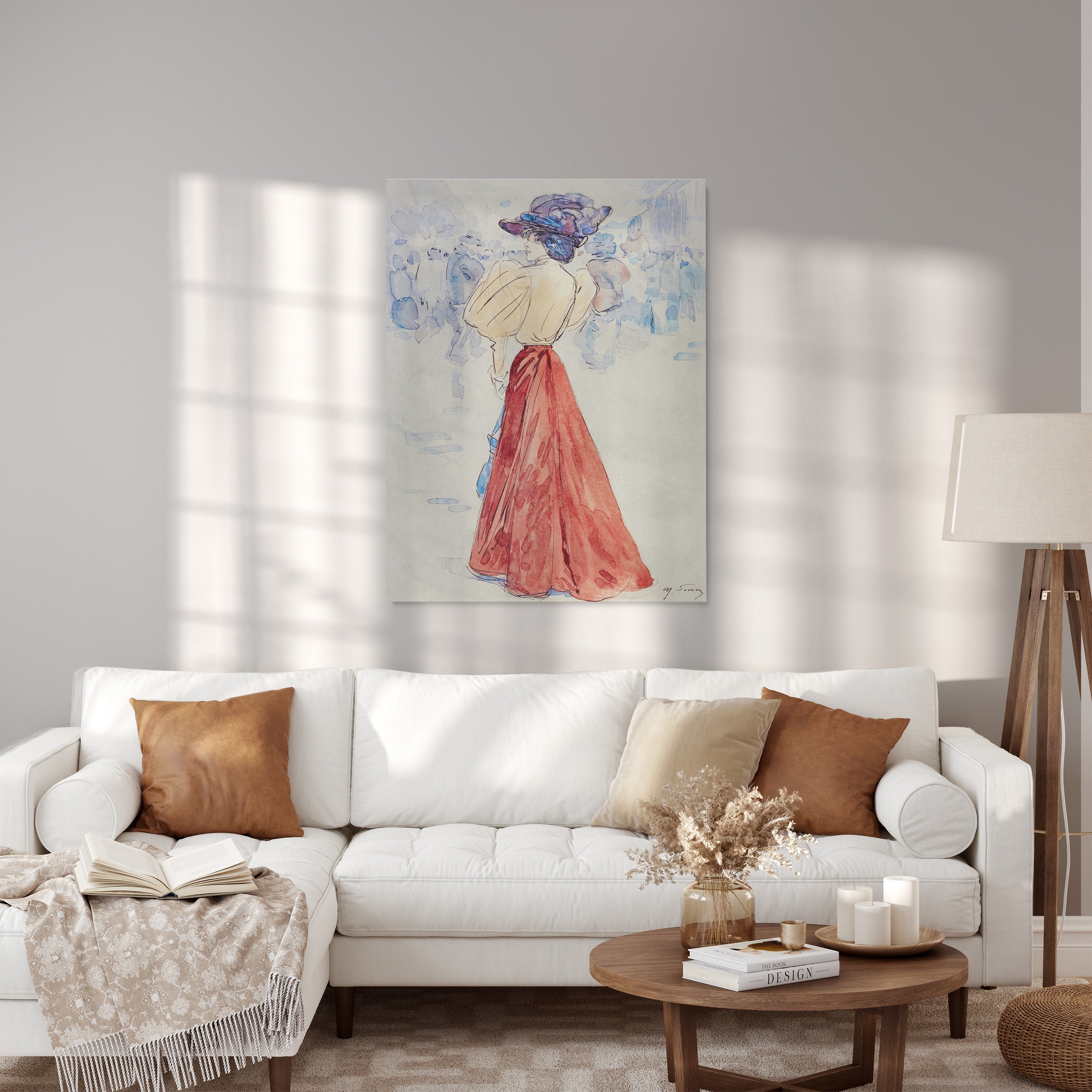 Obraz na płótnie "Elegancka z czerwoną spódnicą" - Henry Somm - Elegancka z czerwona spodnica_Canvas do salonu.jpg