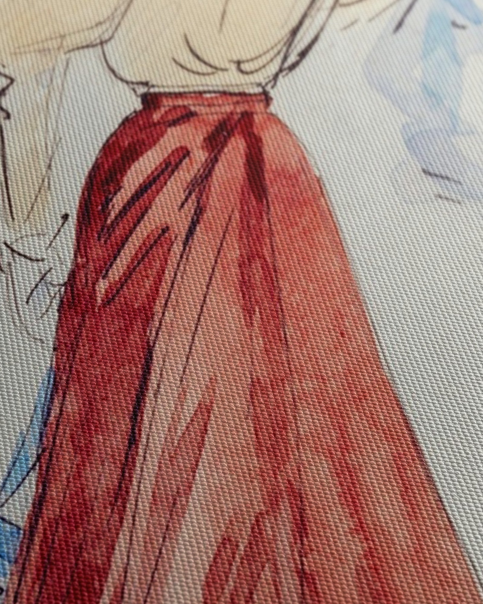 Obraz na płótnie "Elegancka z czerwoną spódnicą" - Henry Somm - Elegancka z czerwona spodnica_Canvas szczegol.jpg