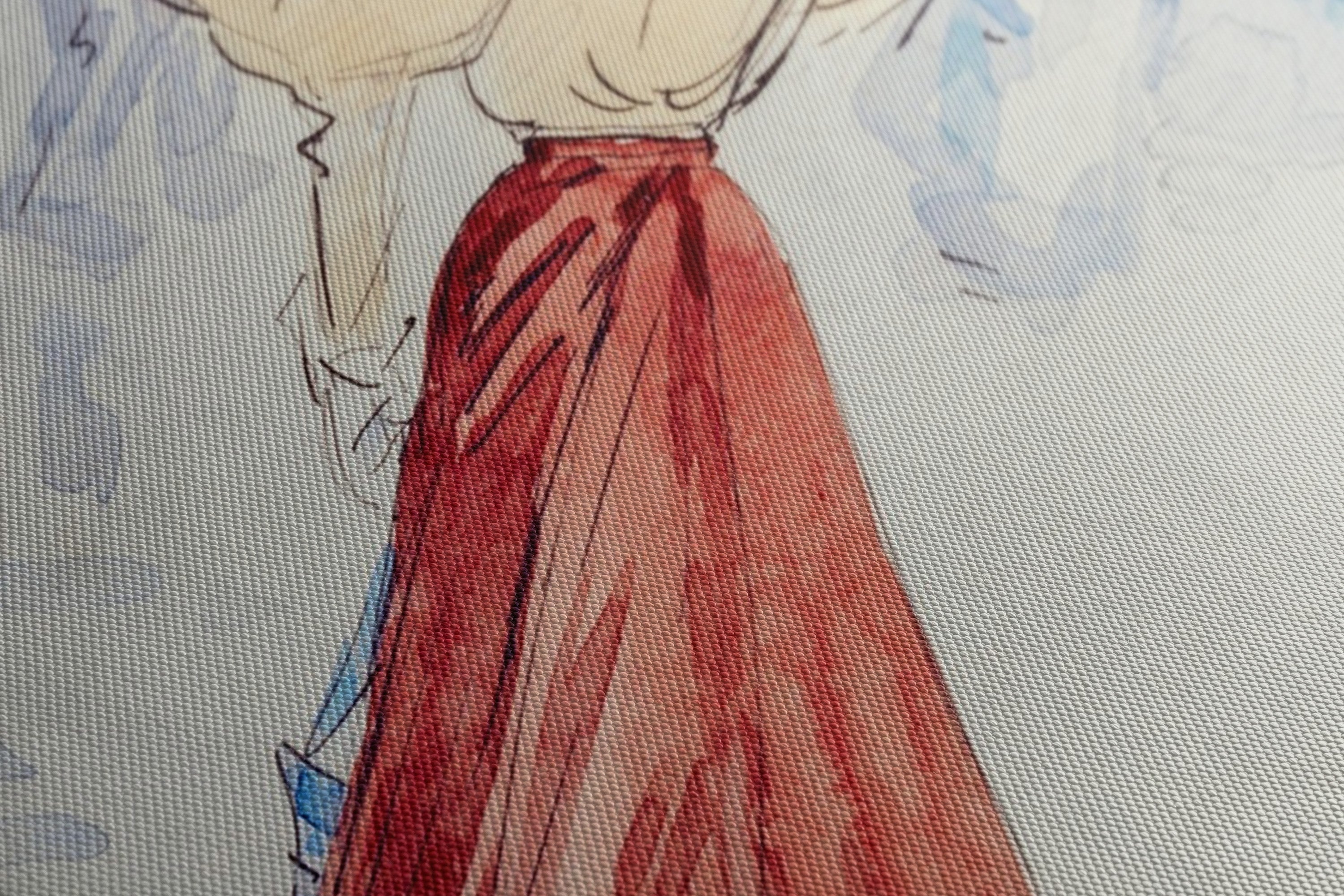 Obraz na płótnie "Elegancka z czerwoną spódnicą" - Henry Somm - Elegancka z czerwona spodnica_Canvas szczegol.jpg