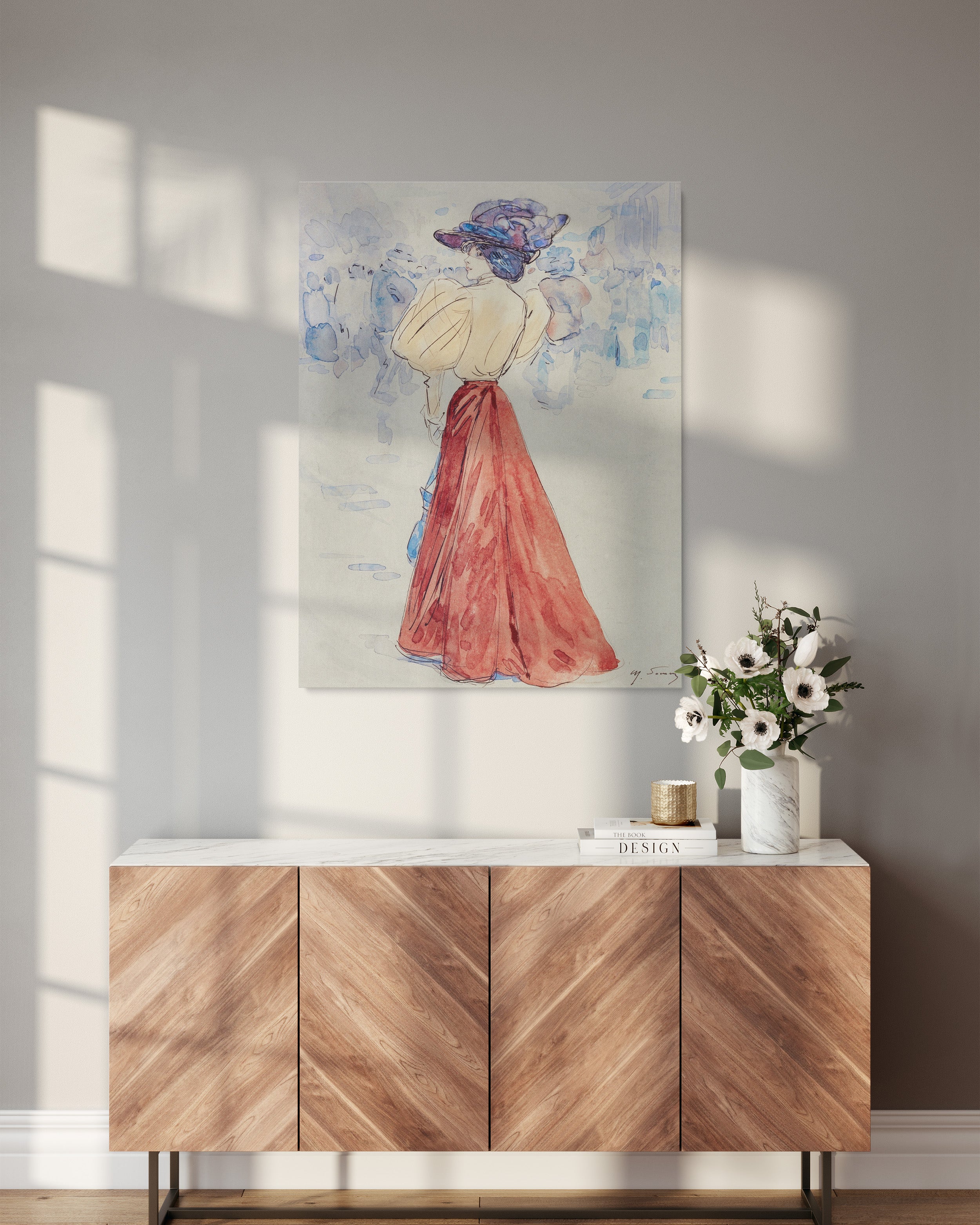 Obraz na płótnie "Elegancka z czerwoną spódnicą" - Henry Somm - Elegancka z czerwona spodnica_Obraz do pokoju.jpg