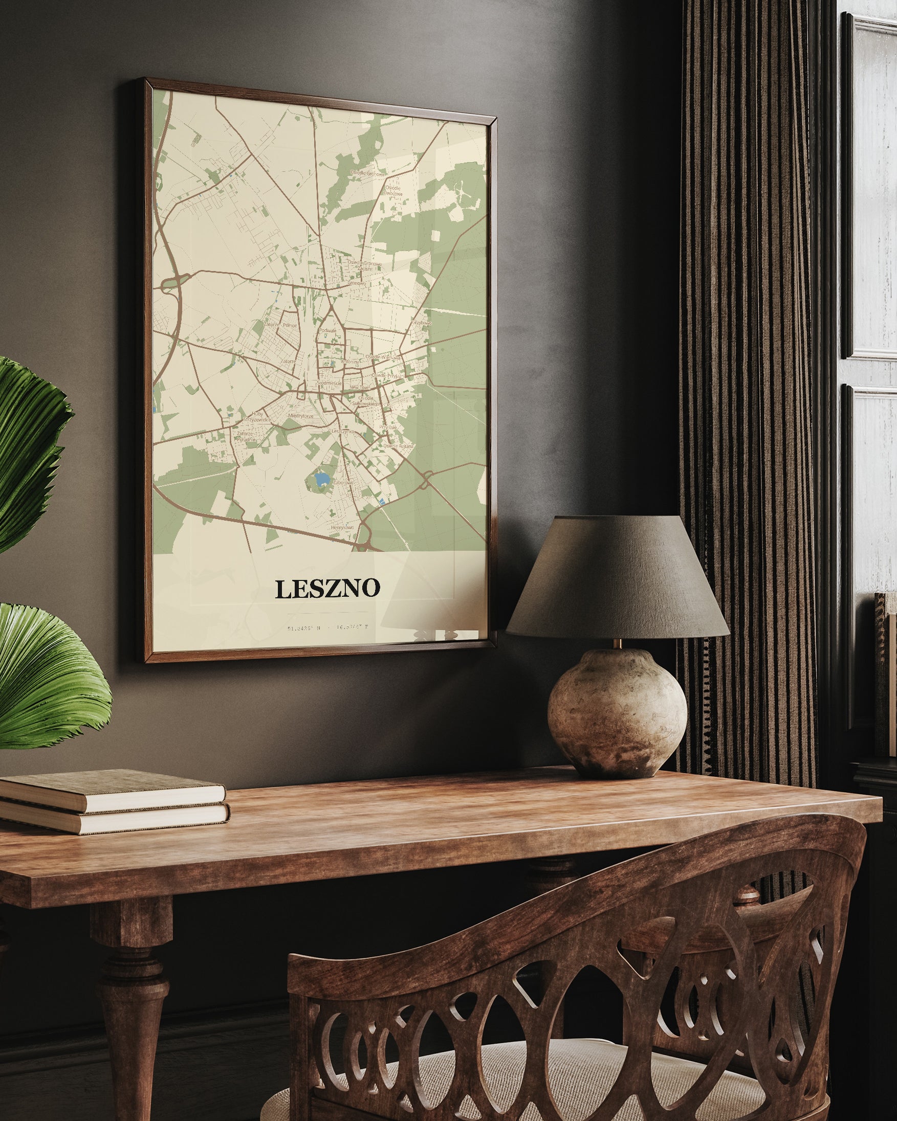 Plakat LESZNO – mapa miasta, minimalistyczny plakat kartograficzny - 6
