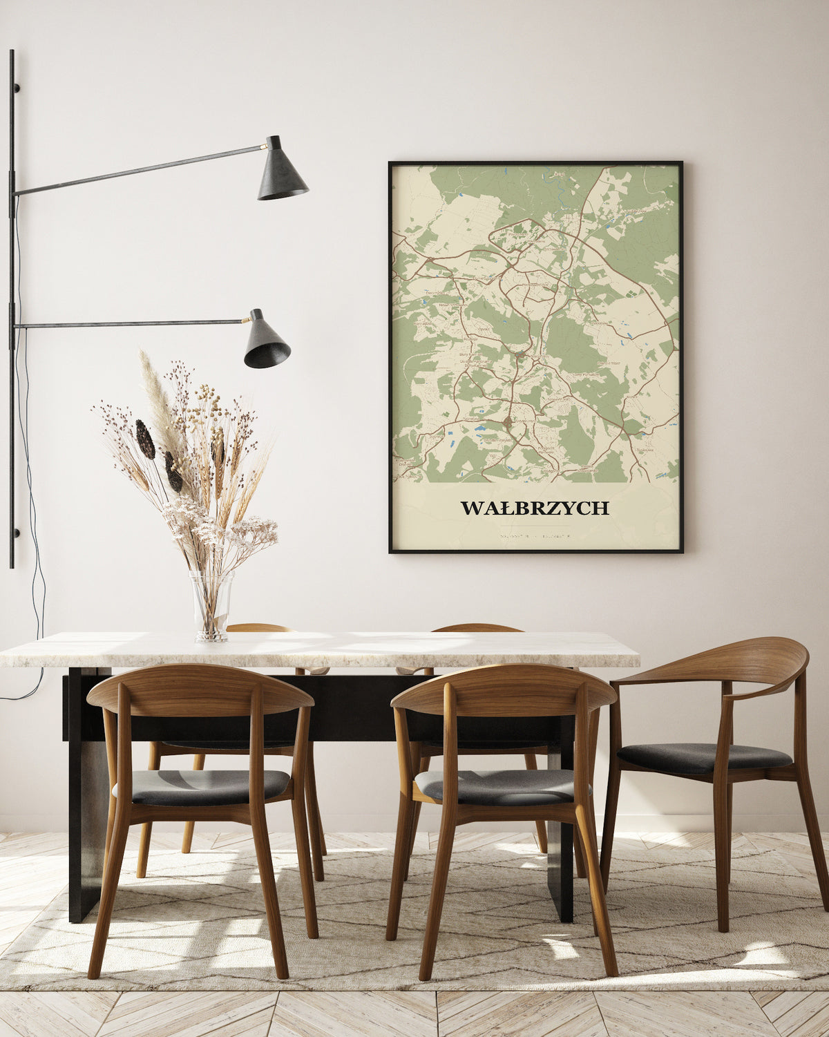 Poster WAŁBRZYCH - Stadtplan, Stadtplan im technischen Stil - 5