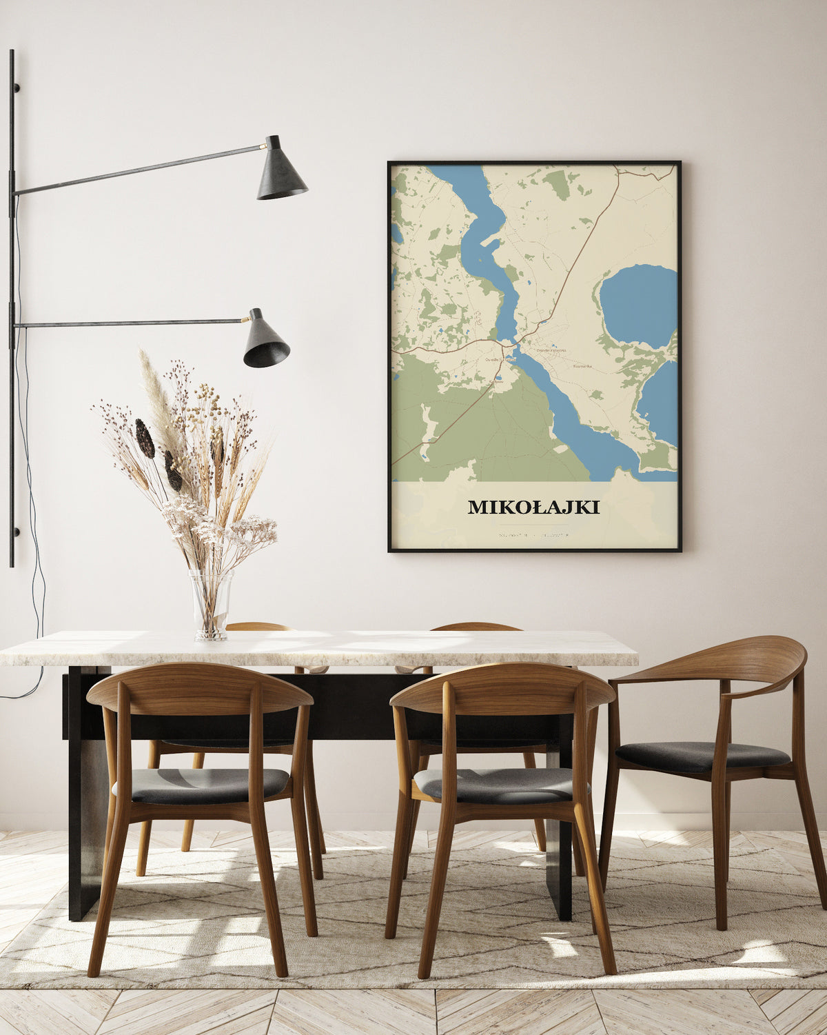 Plakat MIKOŁAJKI – mapa miasta, mapa Mikołajek w stylu technicznym - 5