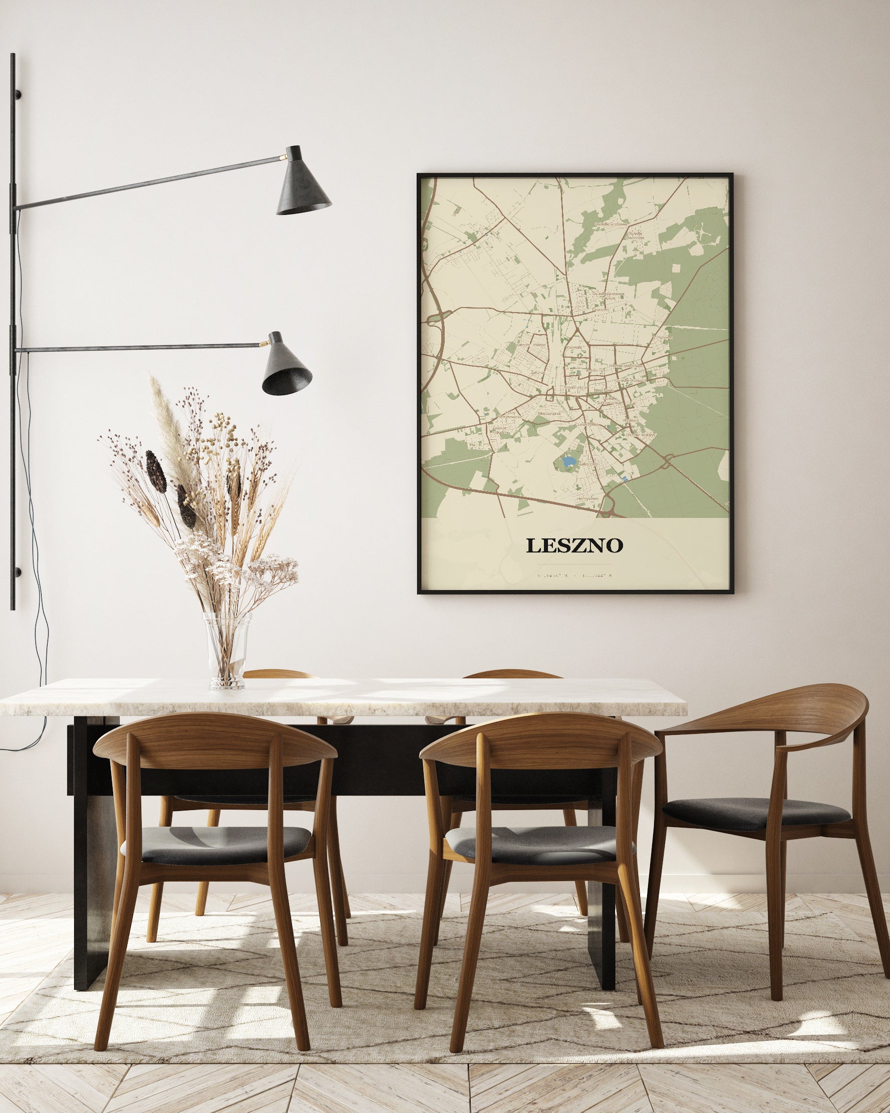 Plakat LESZNO – mapa miasta, minimalistyczny plakat kartograficzny - 5