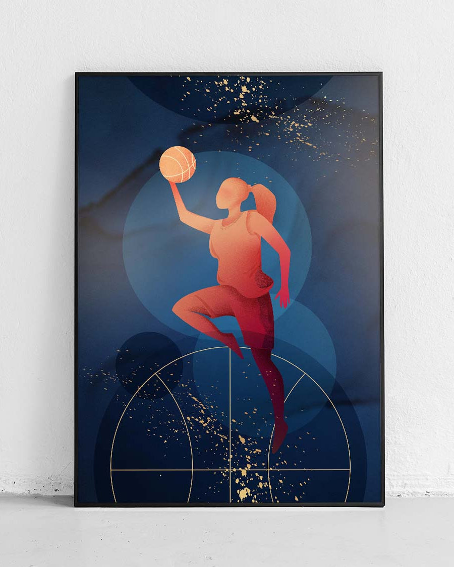 Frauenbasketball – Sportposter mit Kasia Nowakowska, Olympische Sportarten - 1