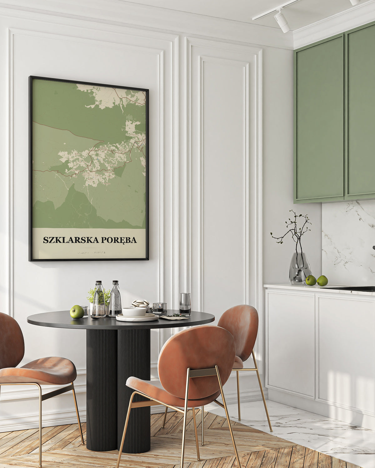 Plakat SZKLARSKA PORĘBA - Mapa miasta, mapa miasta w stylu technicznym - 2
