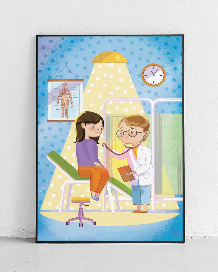 Plakat edukacyjny dla dzieci "Lekarz" z serii Science Girl Science Boy, motywujący do nauki o zawodach medycznych. - 1