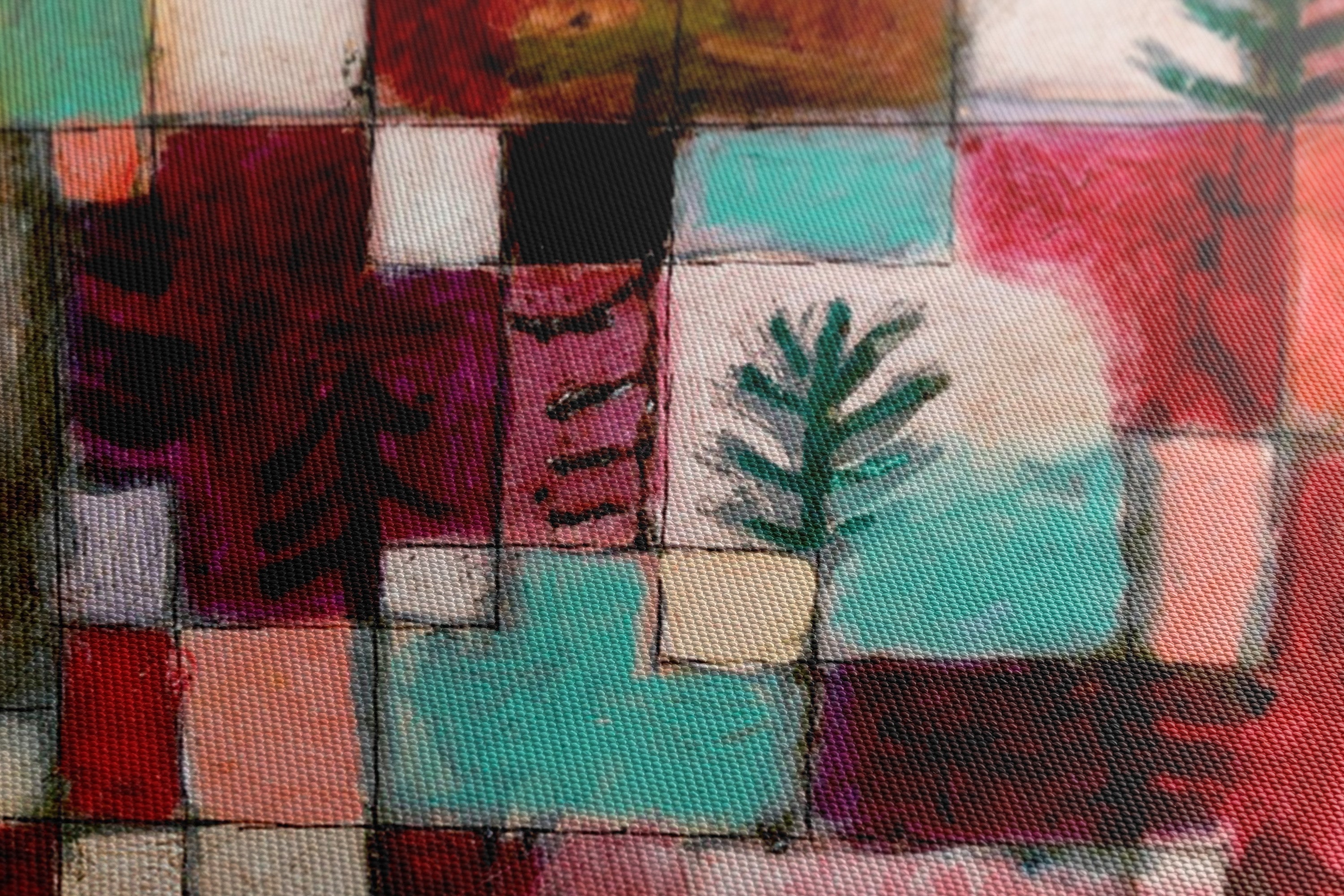 Obraz na płótnie "Rytmy czerwono-zielone i fioletowo-żółte" - Paul Klee - Obraz_Canvas szczegol.jpg