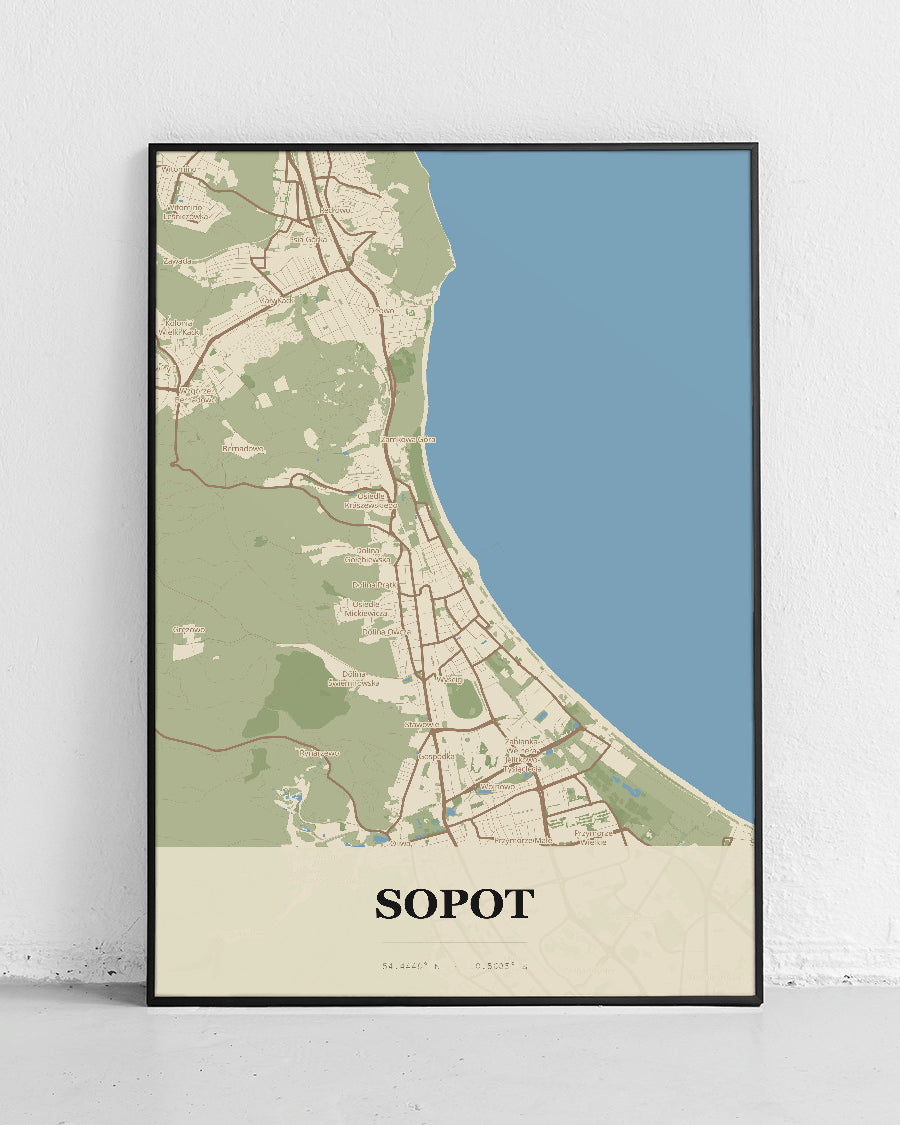 Poster SOPOT - Stadtplan - technisches Poster mit Stadtplan von Sopot - 1