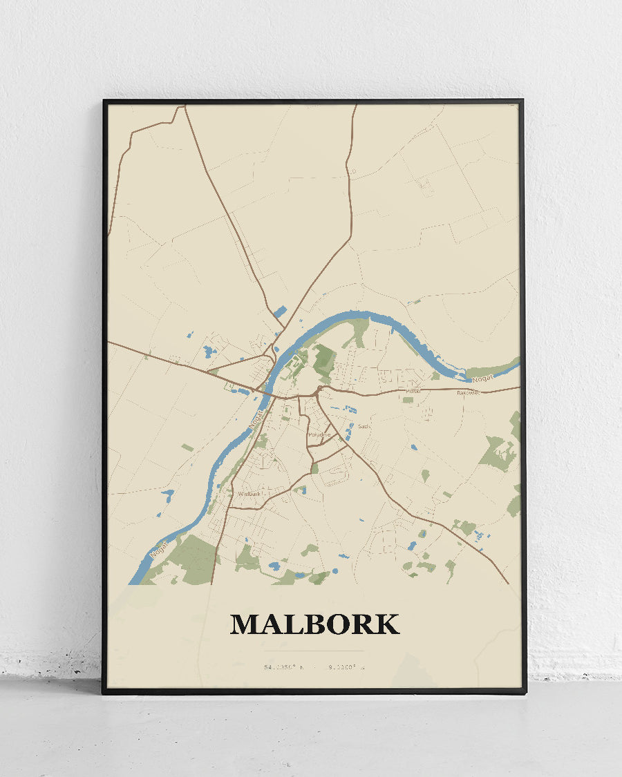 Poster MALBORK - Stadtkarte, technische Karte von Malbork - 1