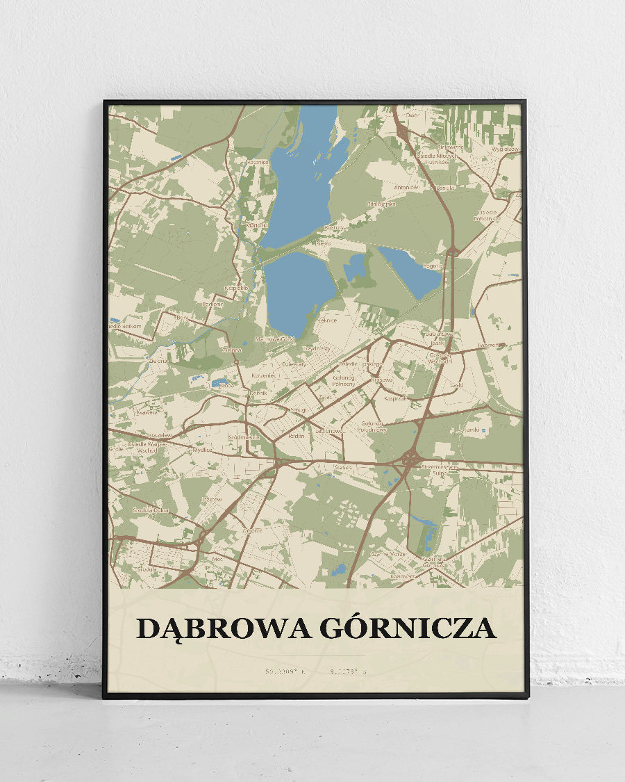 Plakat Dąbrowa Górnicza – mapa miasta, mapa techniczna miasta - 1