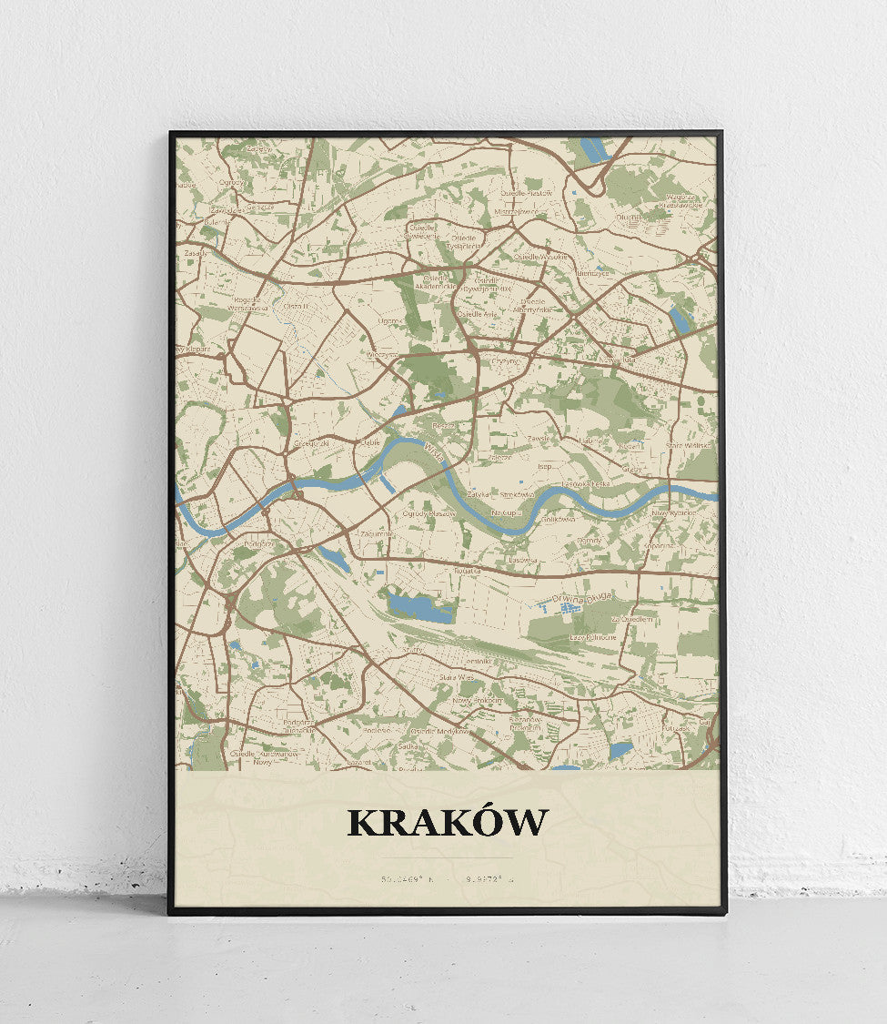 Plakat KRAKÓW - Mapa miasta
