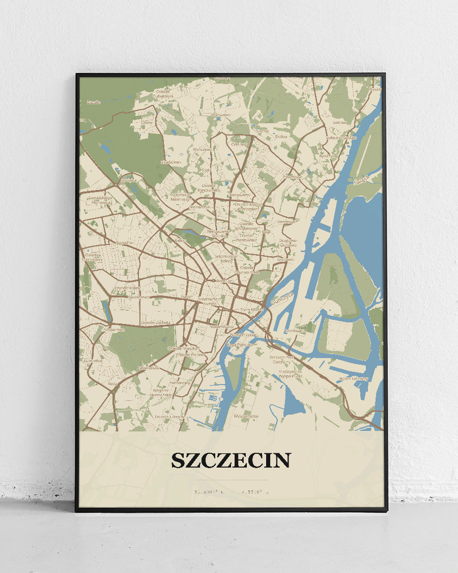 Plakat SZCZECIN - Mapa miasta, mapa techniczna miasta - 1