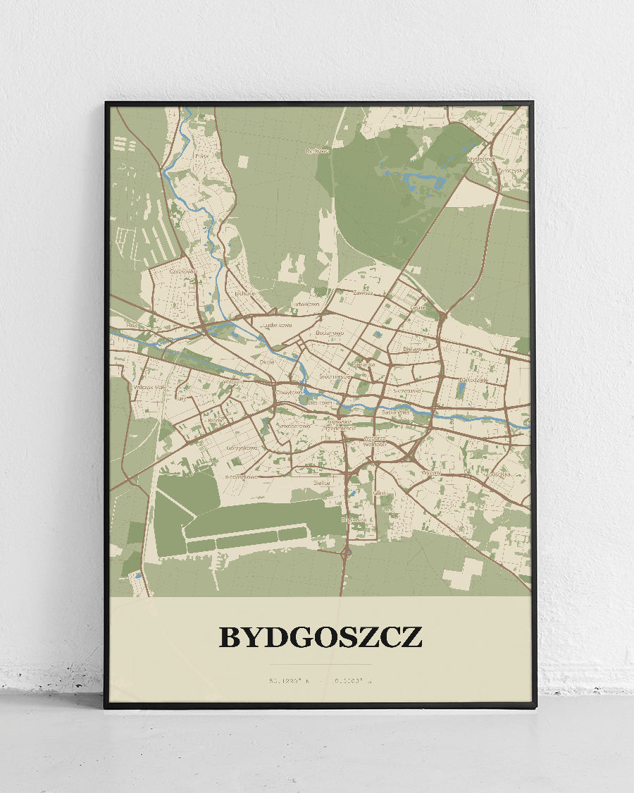 Plakat BYDGOSZCZ - Mapa miasta, mapa miasta Bydgoszcz - 1