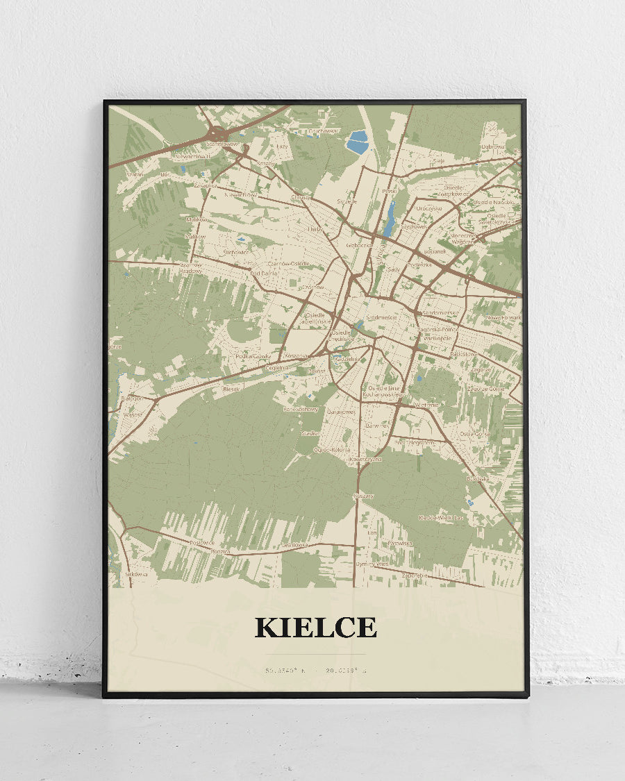 Plakat KIELCE – mapa miasta - 1