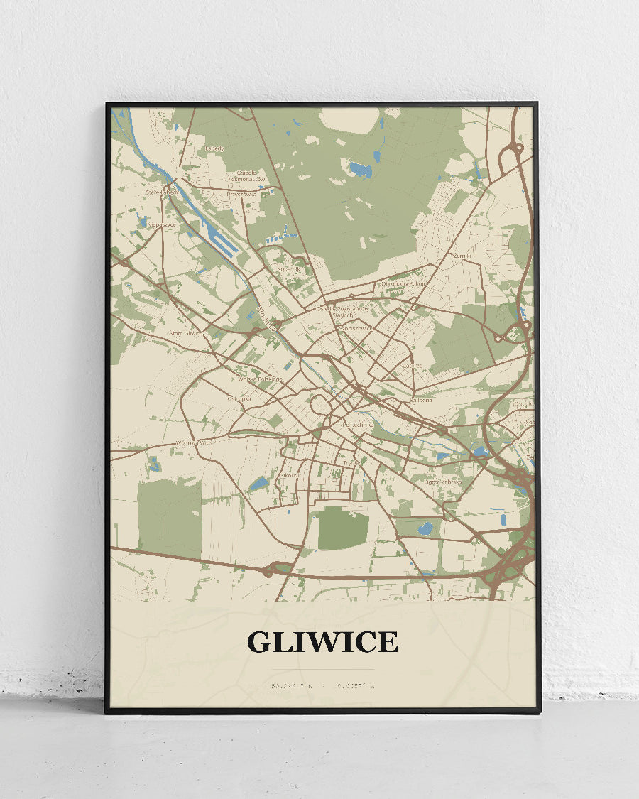 Plakat GLIWICE – mapa miasta - 1