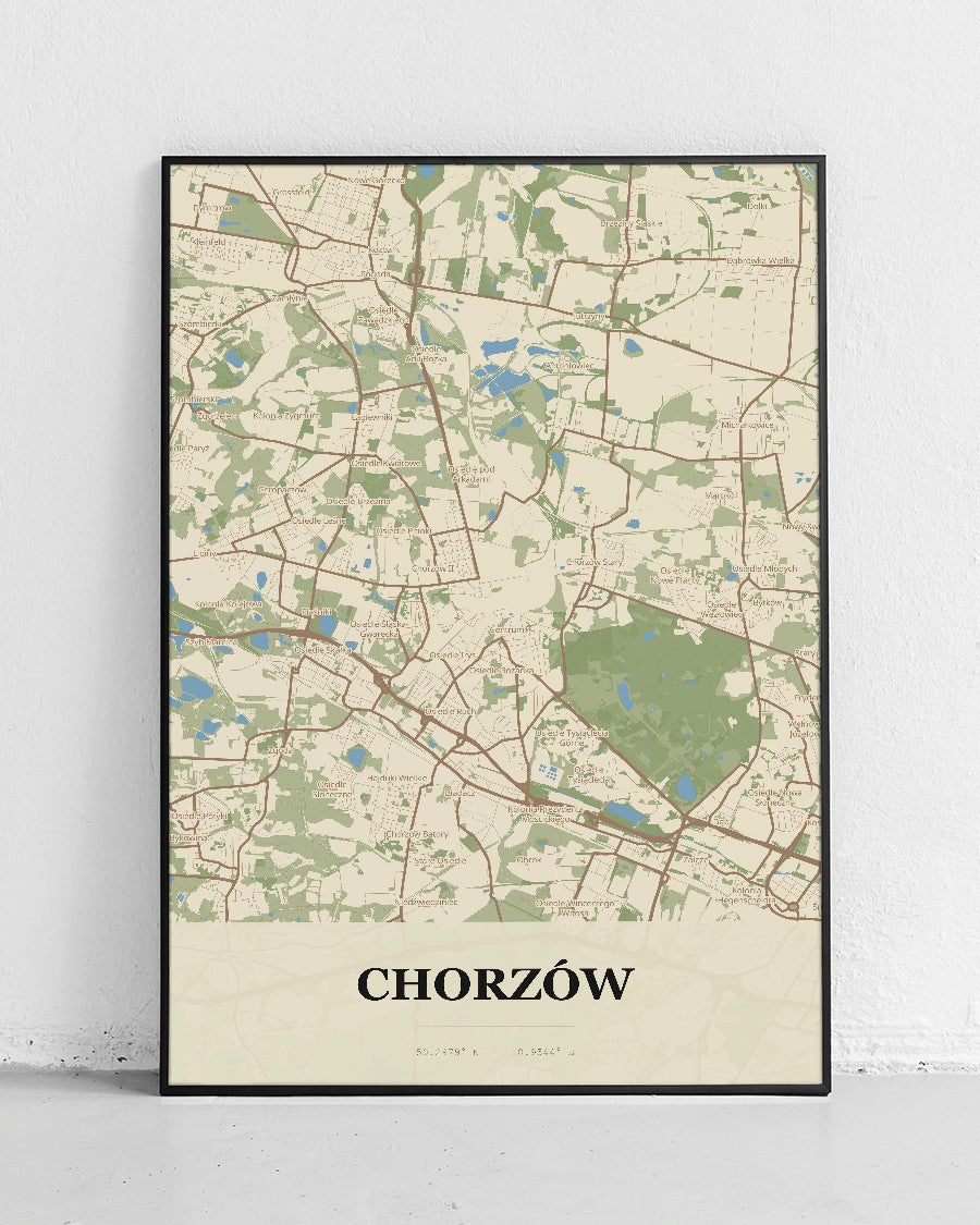 Poster CHORZÓW - Stadtkarte, Stadtkarte Chorzów - 1