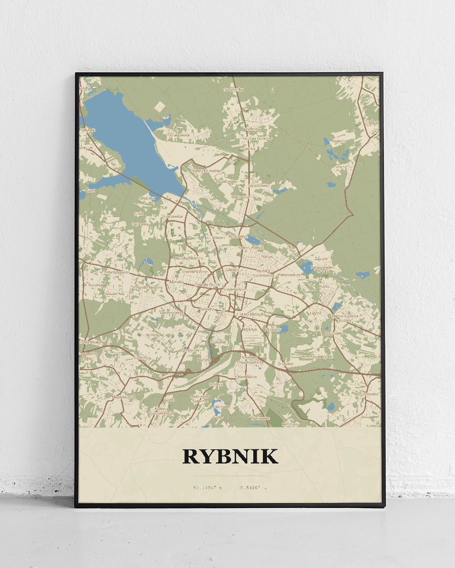 Plakat RYBNIK - Mapa miasta, mapa miasta Rybnik - 1