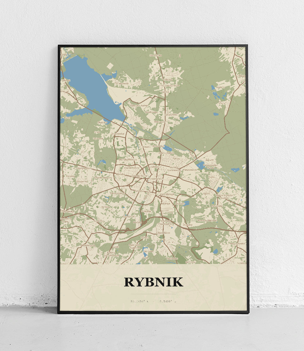 Plakat RYBNIK - Mapa miasta