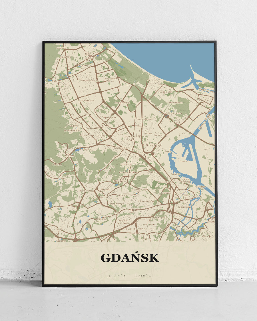 Plakat Gdańsk – mapa miasta - 1