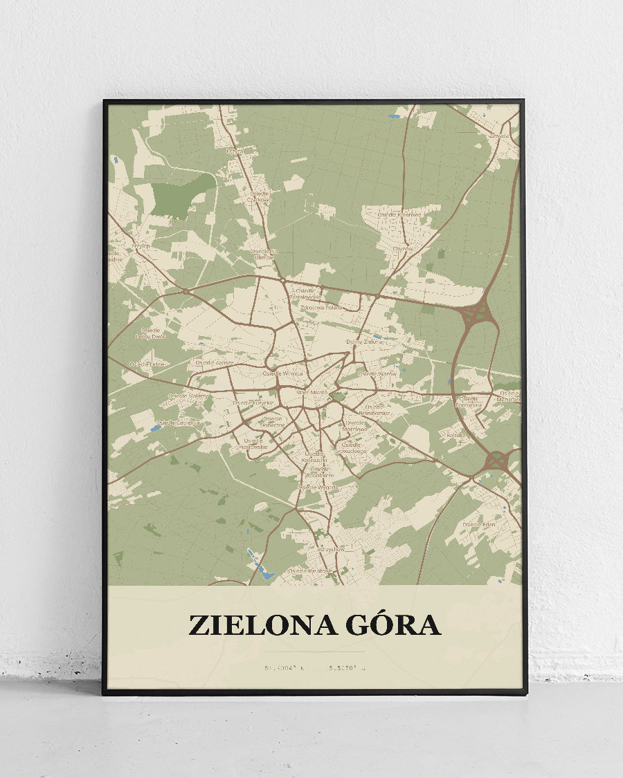 Plakat ZIELONA GÓRA – mapa miasta - 1