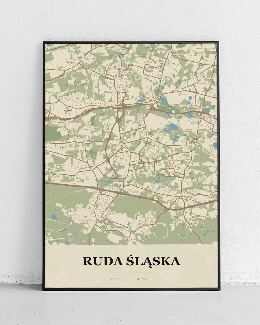 Plakat RUDA ŚLĄSKA - Mapa miasta, mapa miasta - 1
