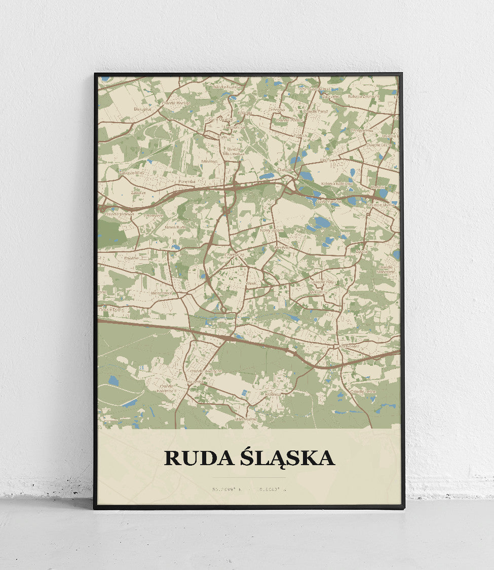 Plakat RUDA ŚLĄSKA - Mapa miasta