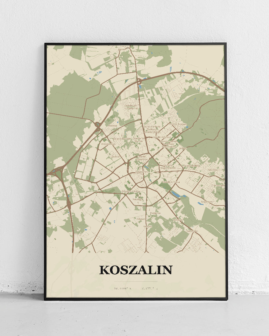 Poster KOSZALIN - Stadtkarte - Stadtkarte zur Wanddekoration - 1