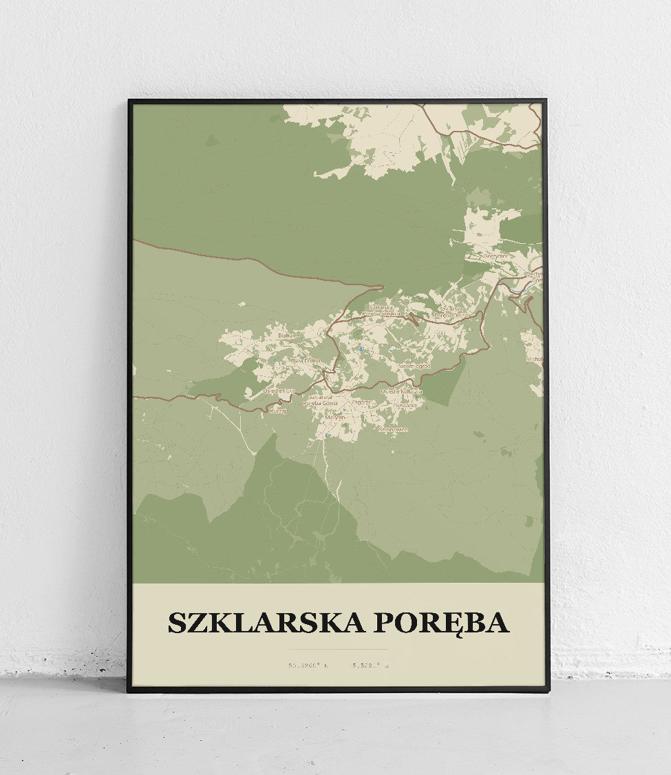 Plakat SZKLARSKA PORĘBA - Mapa miasta