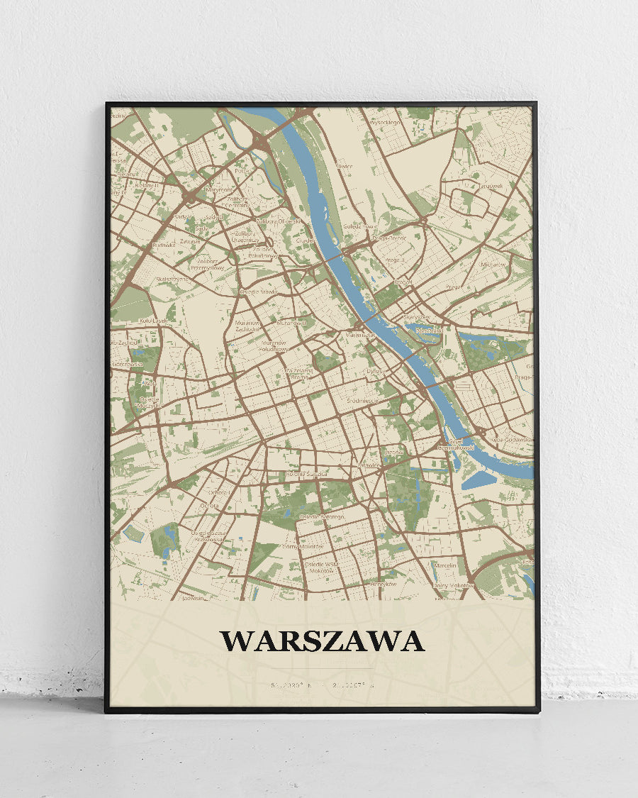 Plakat WARSZAWA - Mapa miasta, mapa miasta - 1