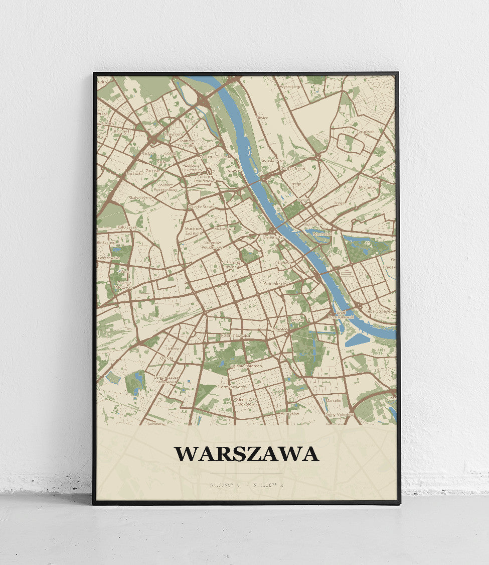 Plakat WARSZAWA - Mapa miasta