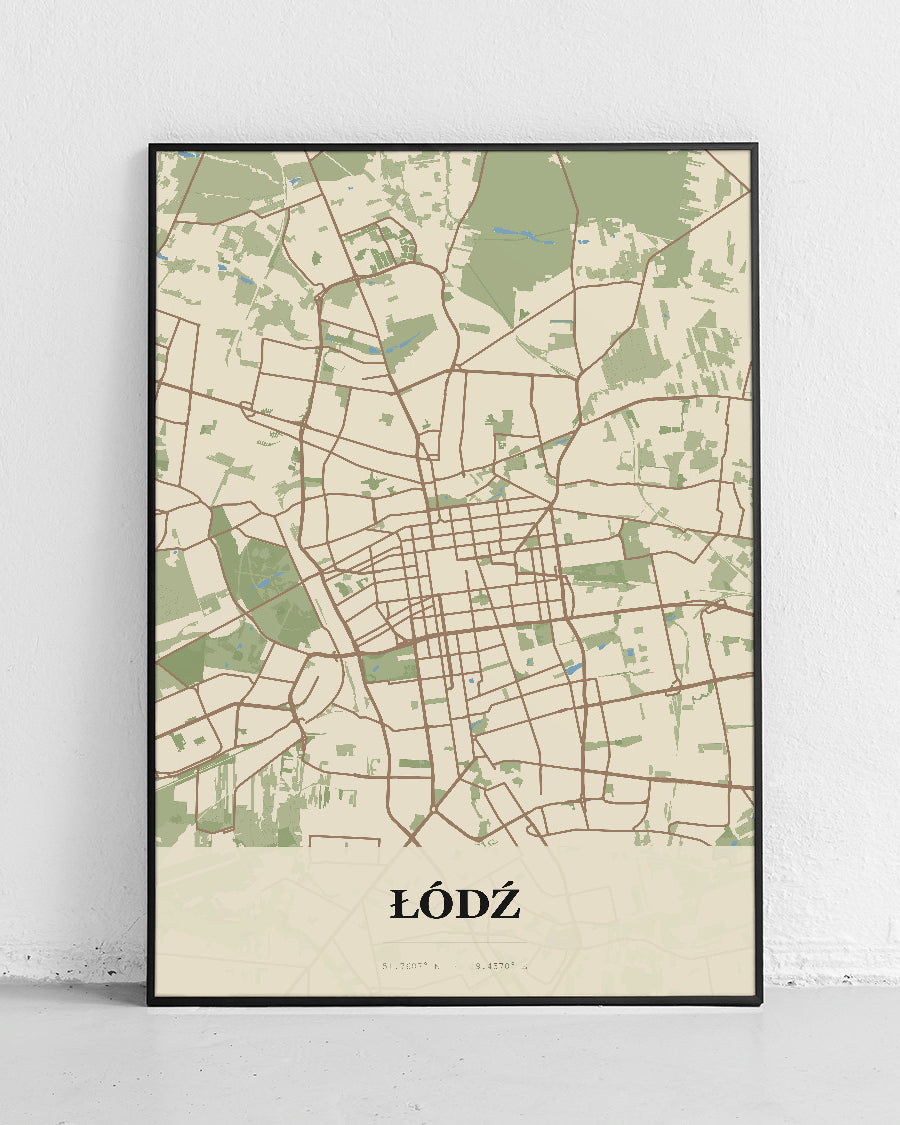 Plakat ŁÓDŹ - mapa miasta, mapa techniczna miasta Łodzi - 1