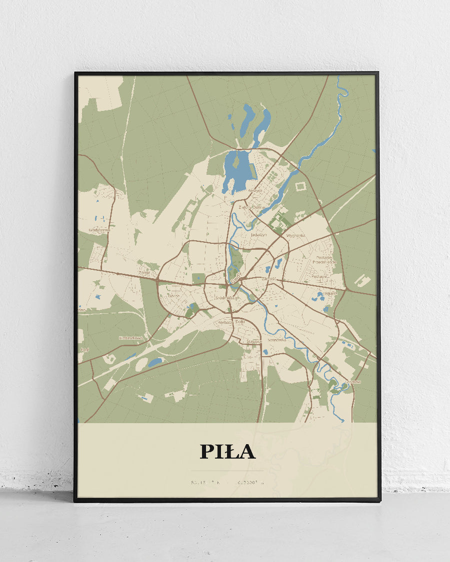 Plakat PIŁA – mapa miasta, plakat techniczny z planem Piły. - 1