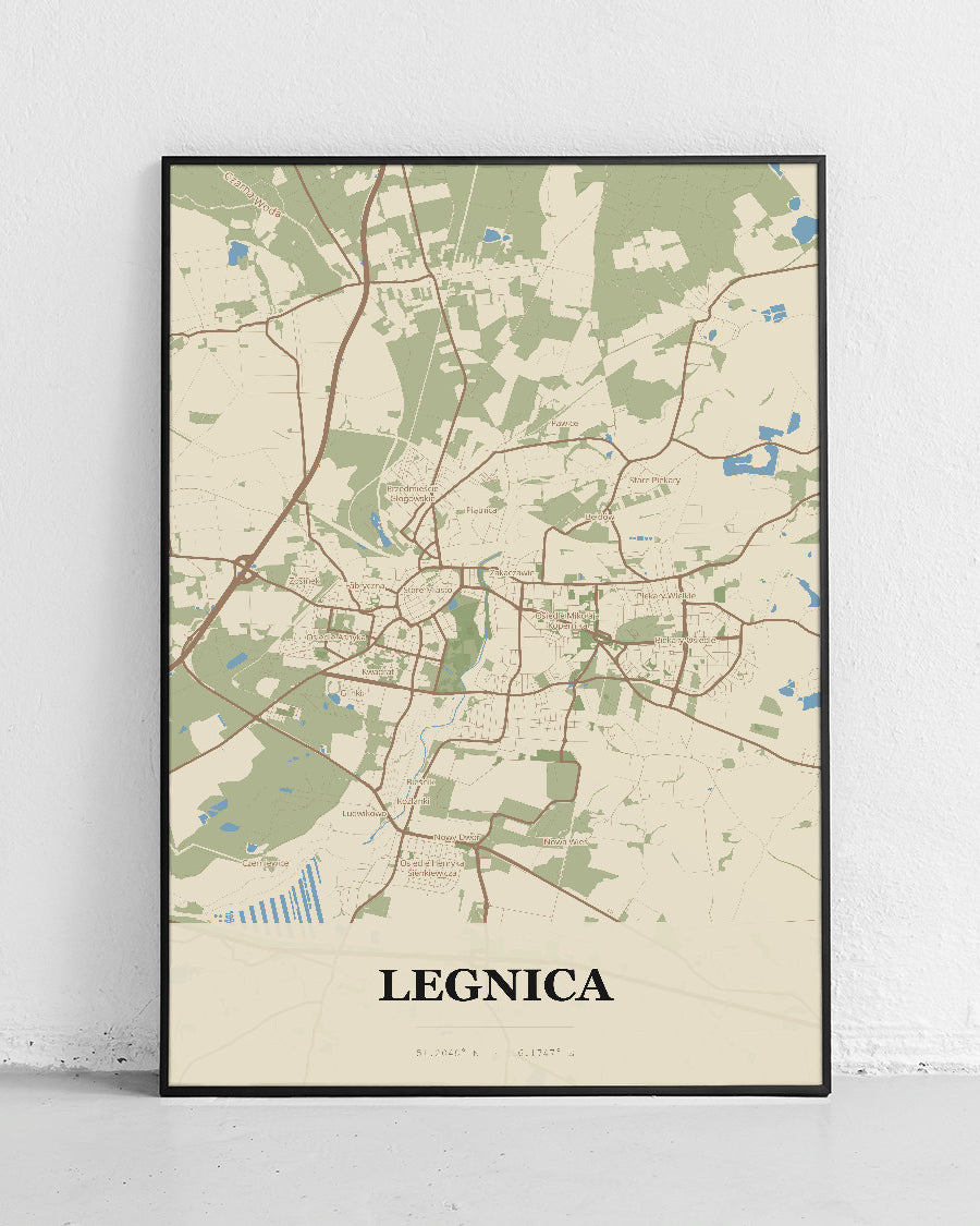 Plakat LEGNICA - mapa miasta - 1