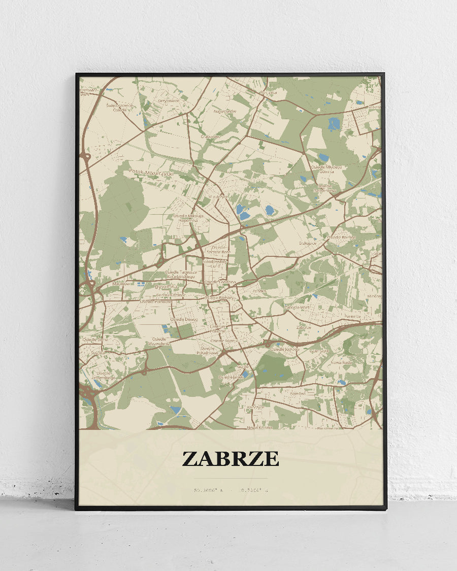 Poster Zabrze - Stadtkarte - 1