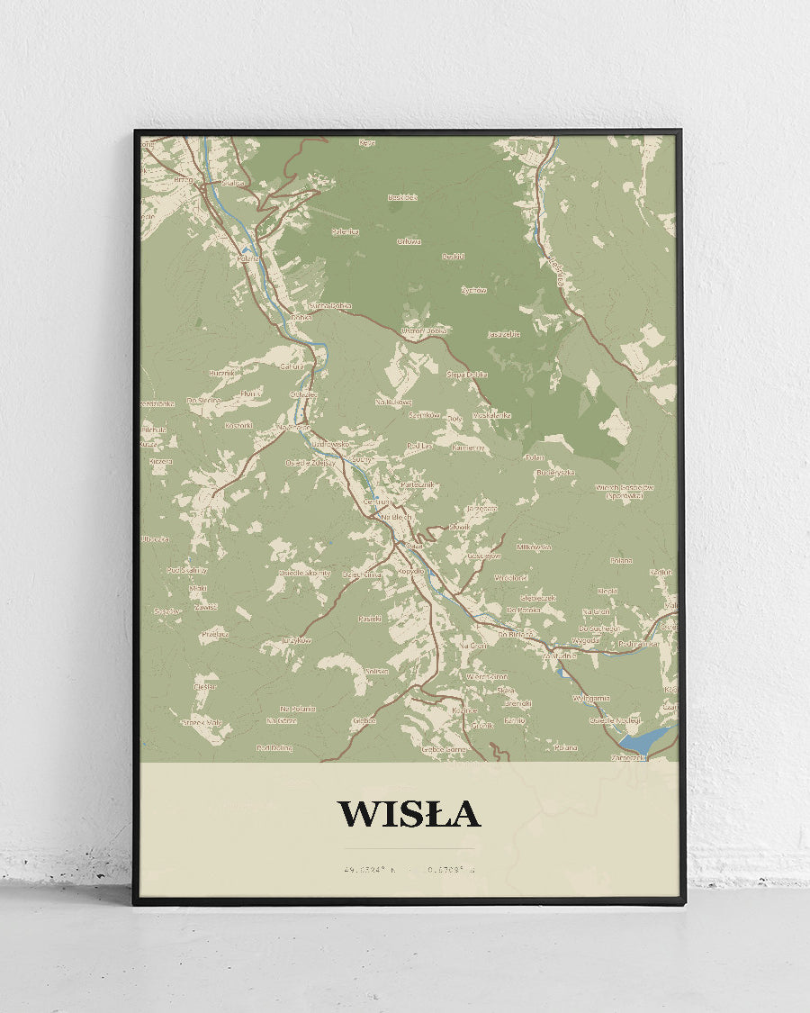 Poster WISŁA - Stadtkarte, Stadtkarte von Wisła. - 1