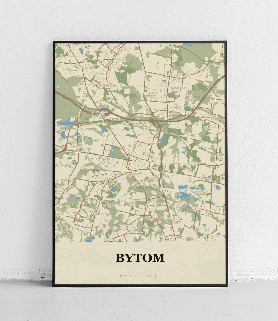 Plakat BYTOM - Mapa miasta