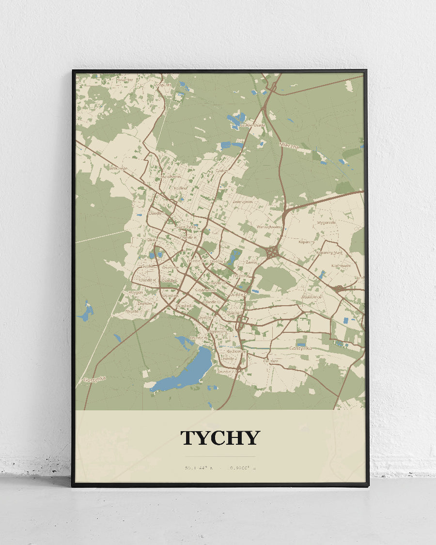 Plakat TYCHY – mapa miasta - 1