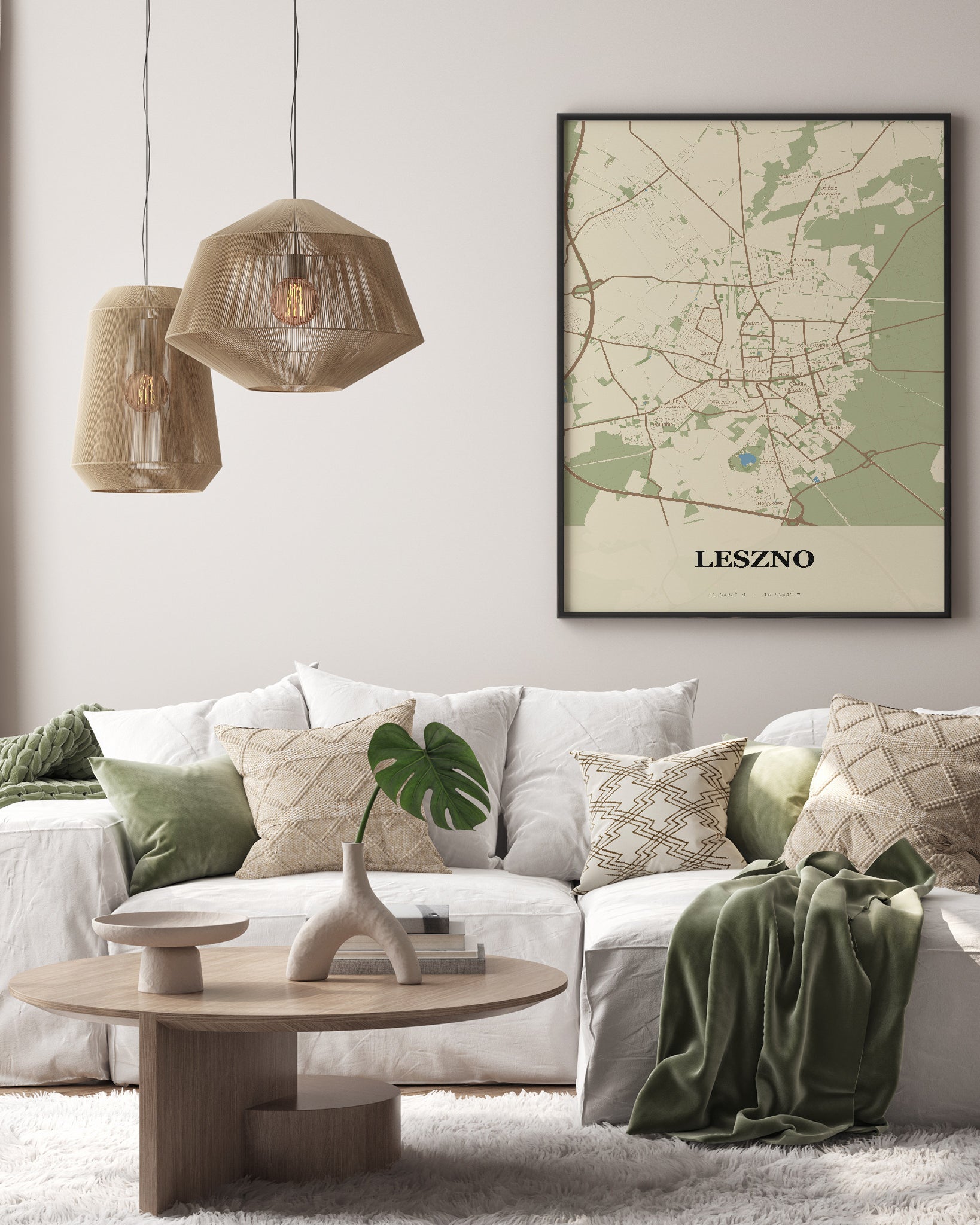 Plakat LESZNO – mapa miasta, minimalistyczny plakat kartograficzny - 3