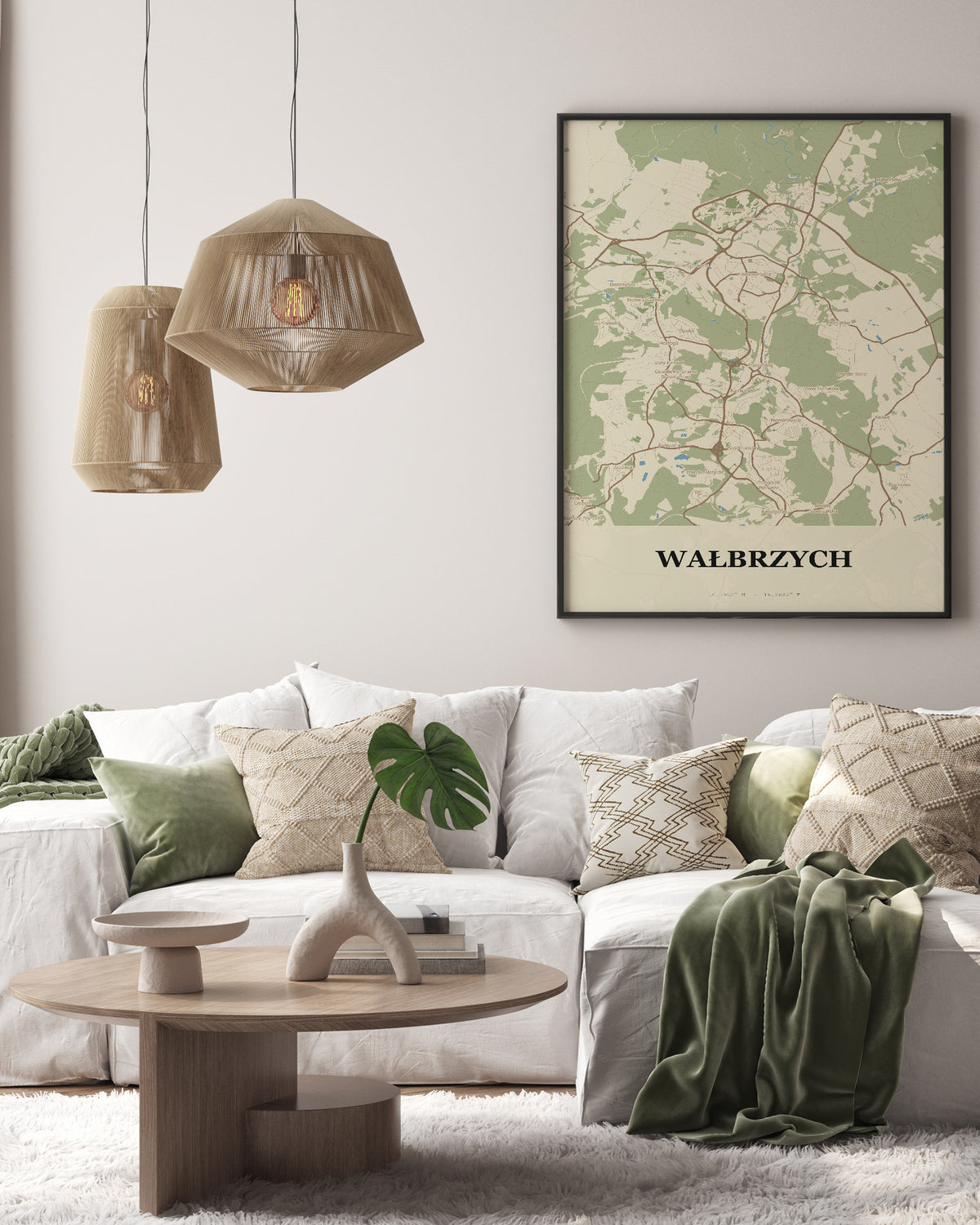 Poster WAŁBRZYCH - Stadtplan, Stadtplan im technischen Stil - 3