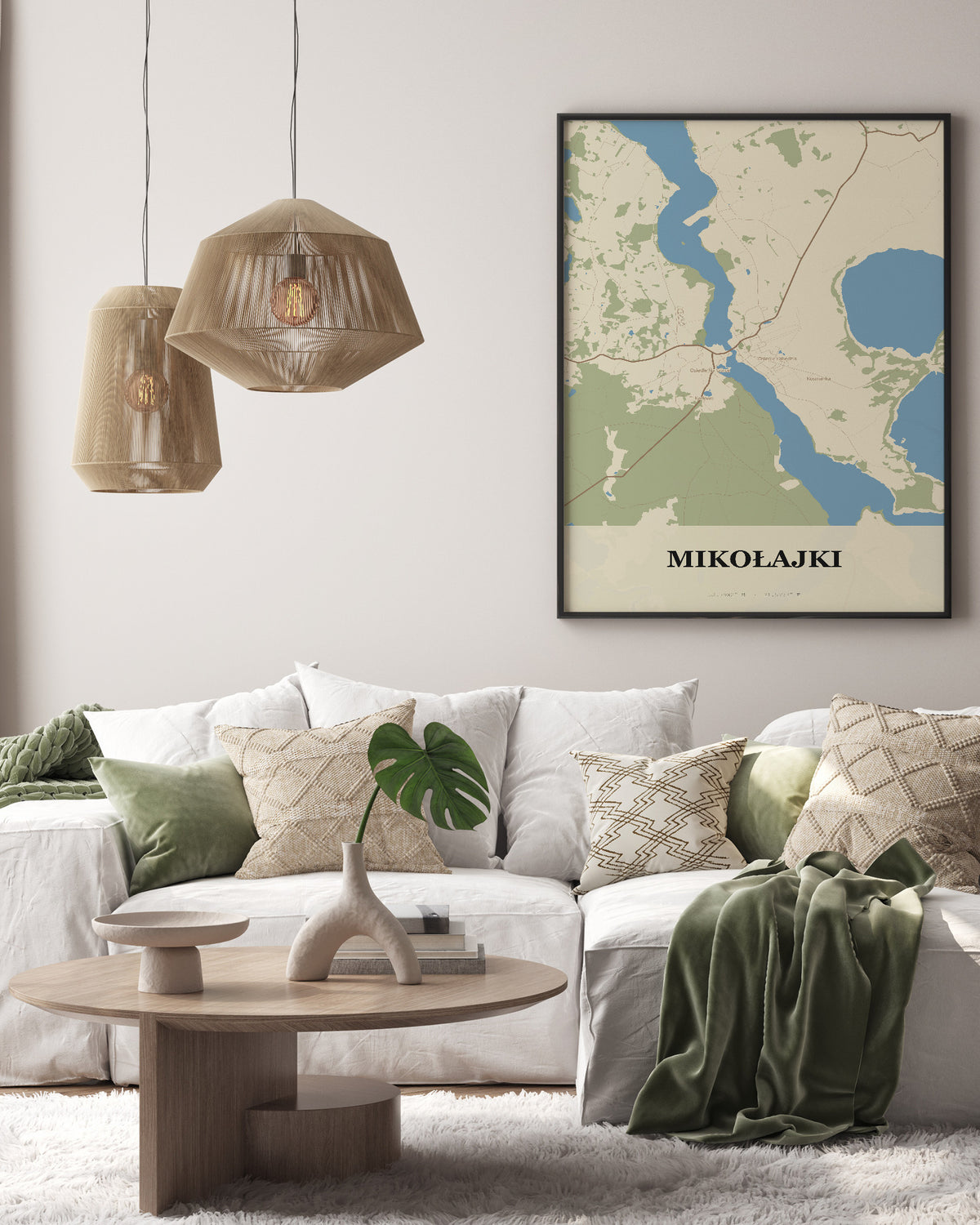 Plakat MIKOŁAJKI – mapa miasta, mapa Mikołajek w stylu technicznym - 3