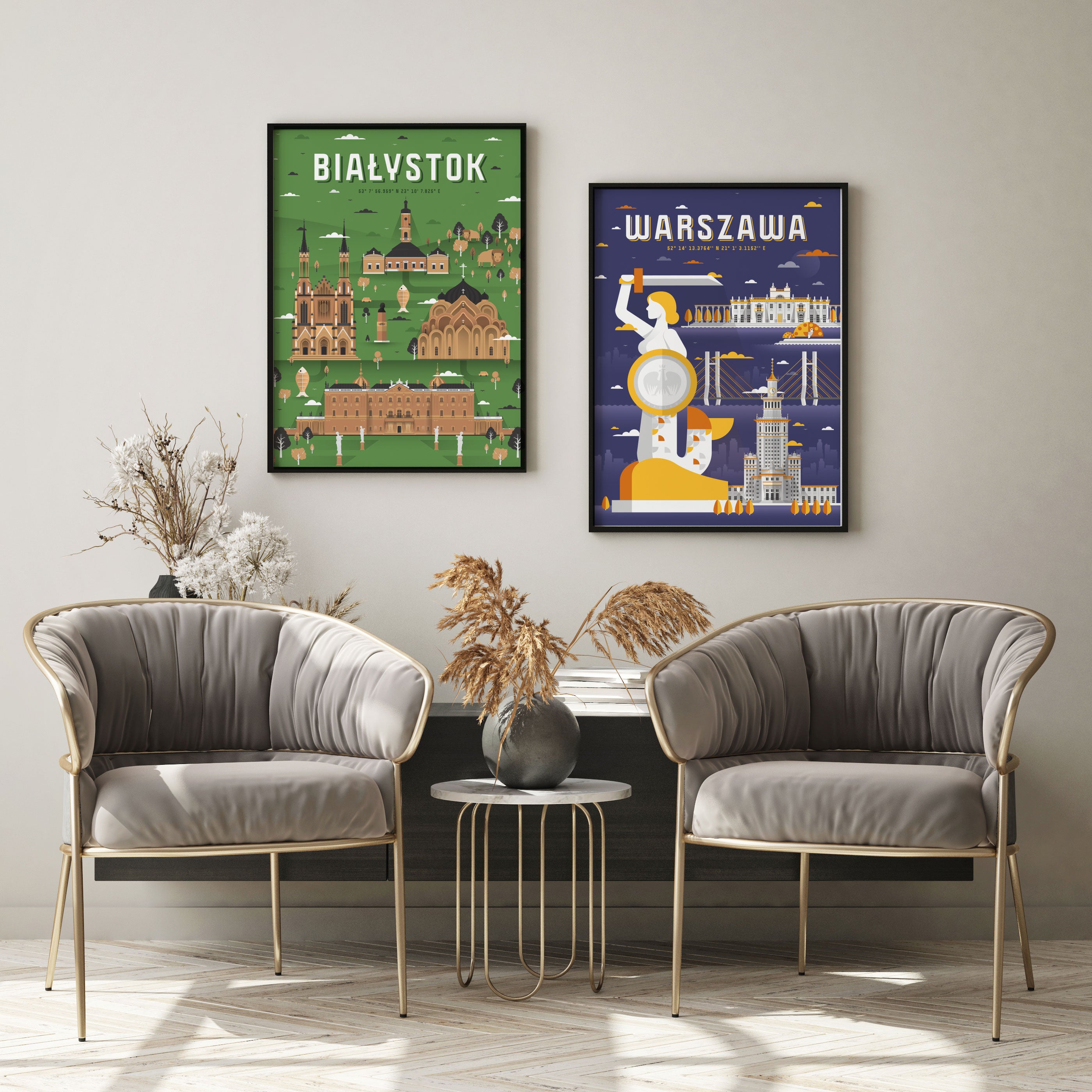 Zestaw plakatów Białystok i Warszawa