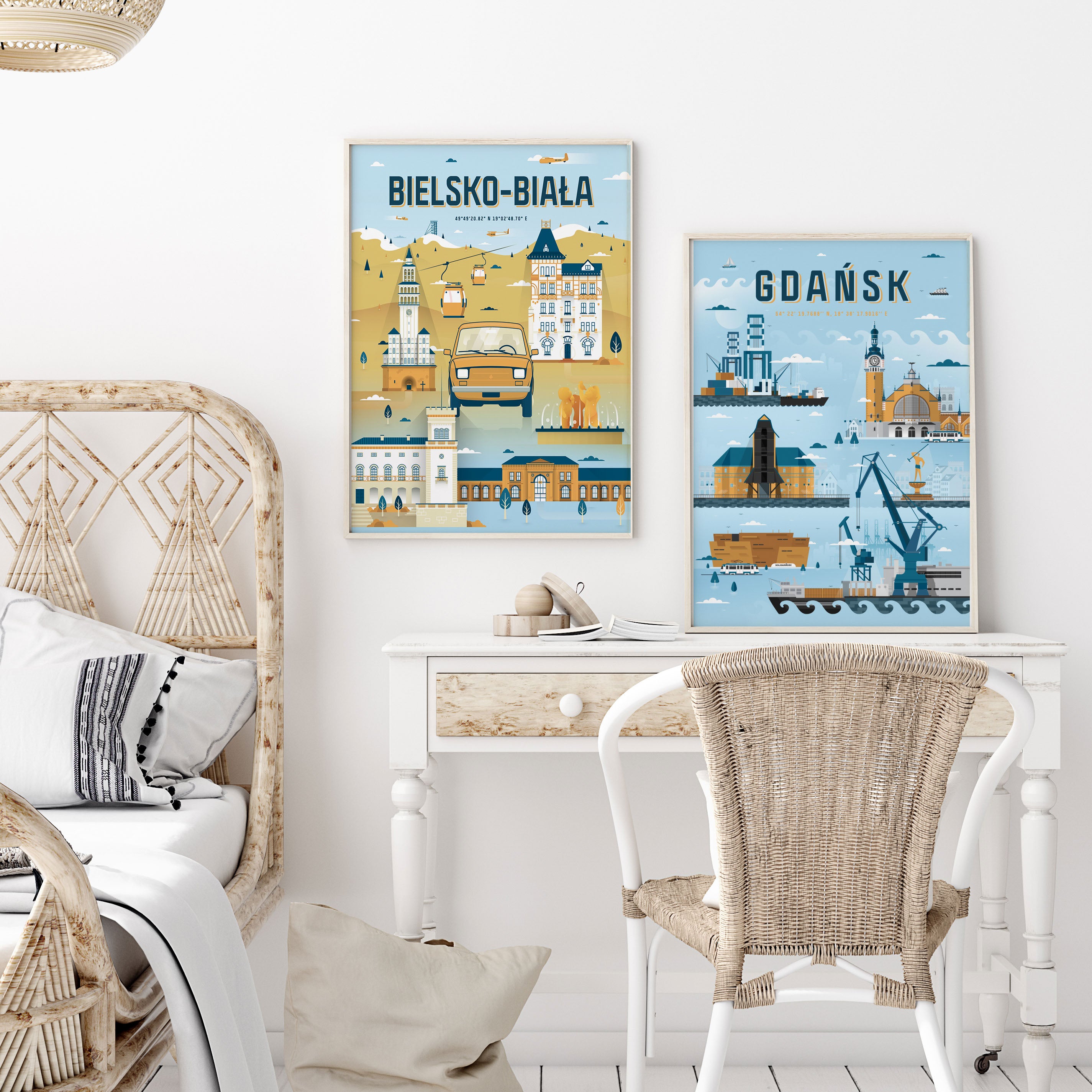 Zestaw plakatów Bielsko-Biała i Gdańsk
