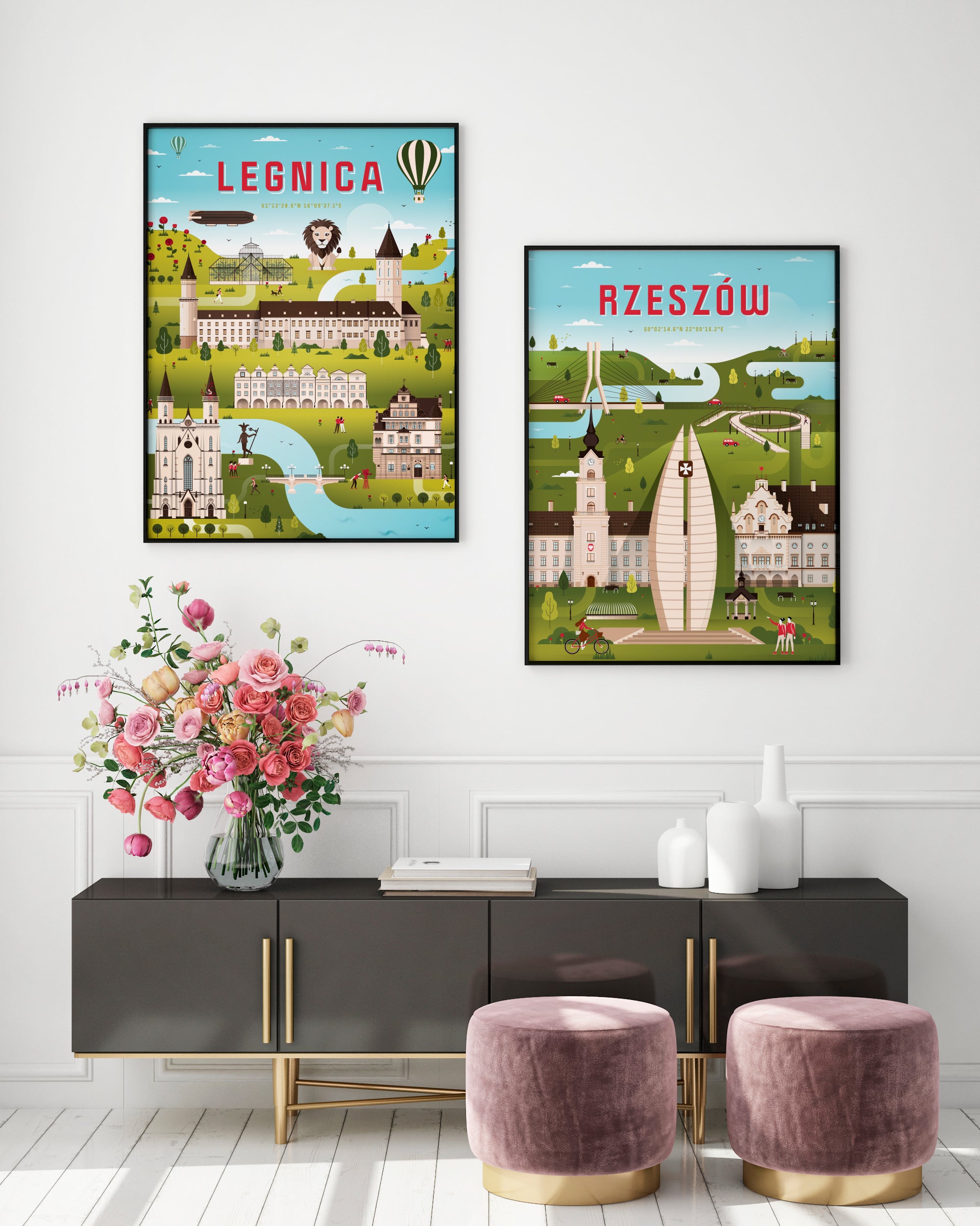 Zestaw plakatów Legnica i Wroclaw