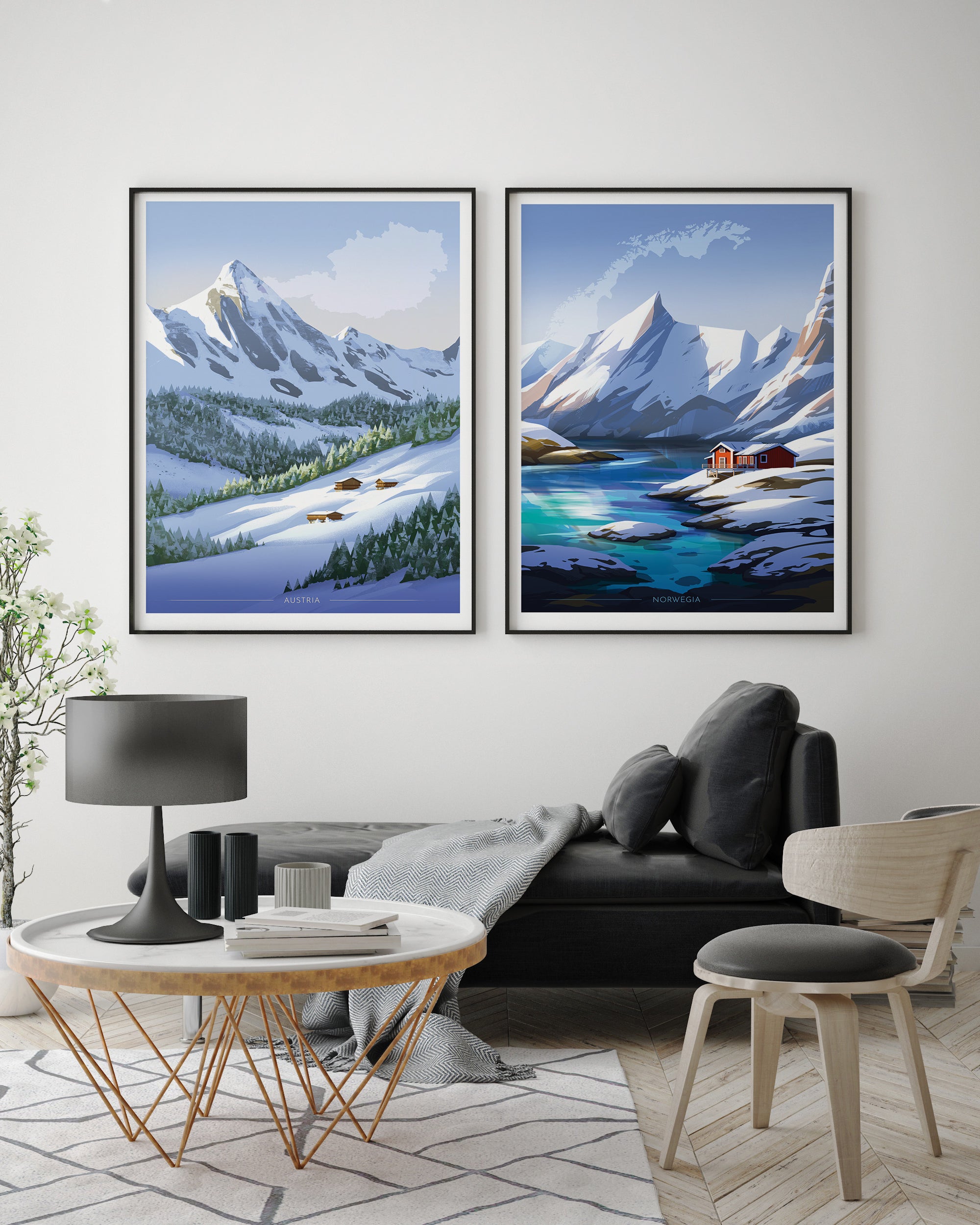 Ensemble d’affiches Autriche et Norvège - ensemble d’affiches techniques