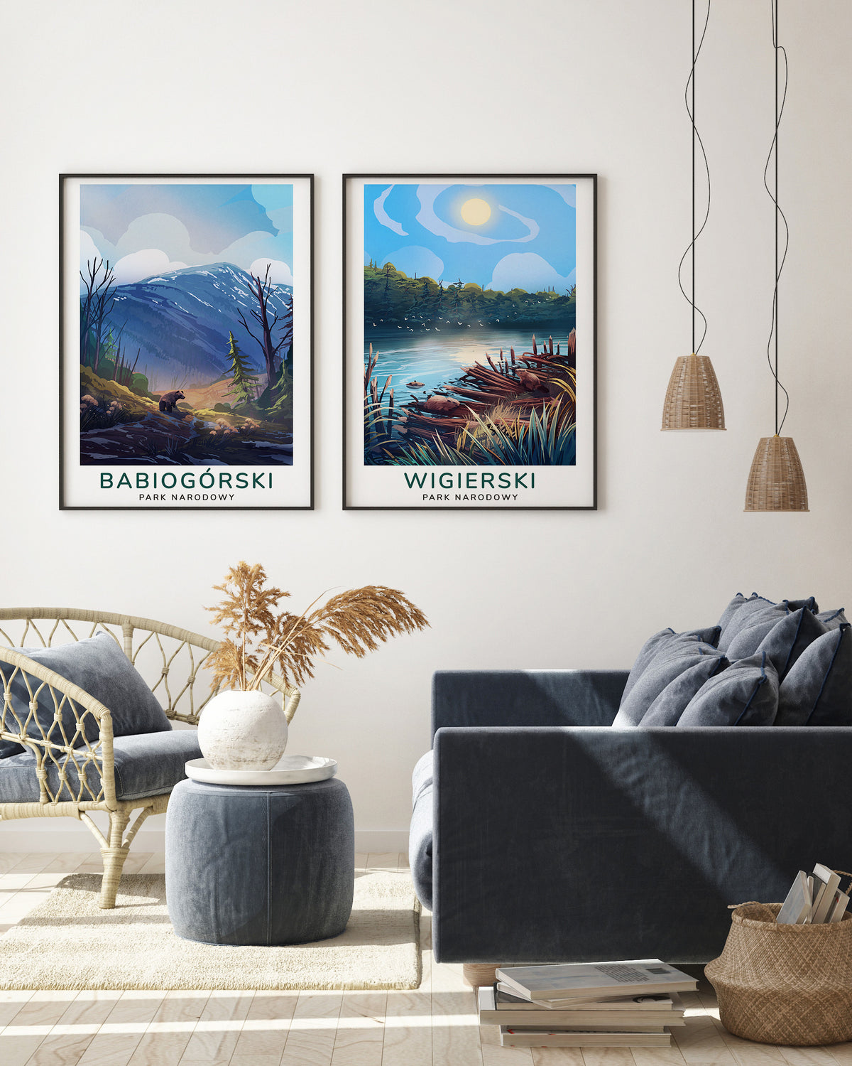 Set d’affiches Parc national de Wigry et de Babia Góra moderne - set d’affiches