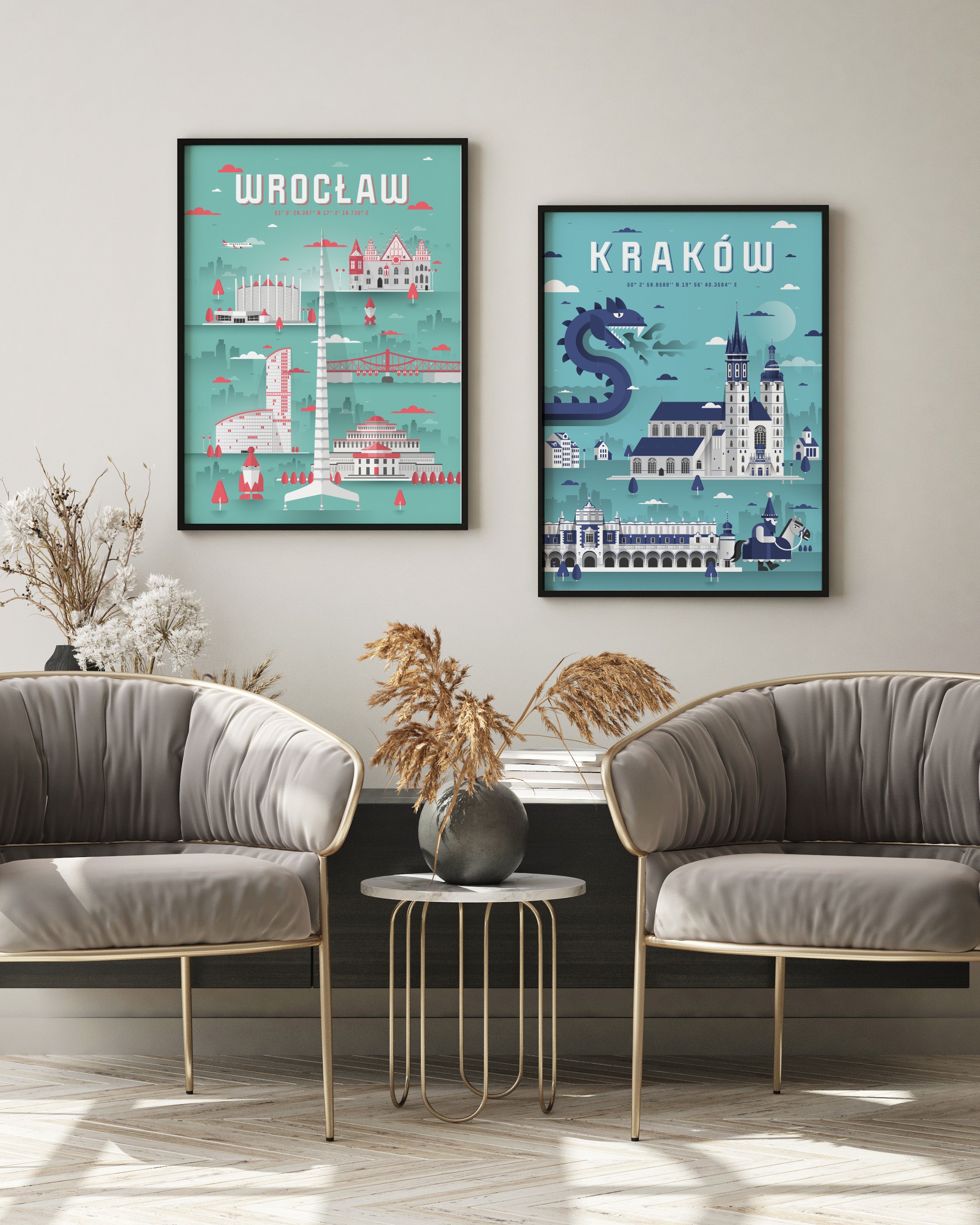 Set of Posters Wrocław and Kraków - set of technical posters